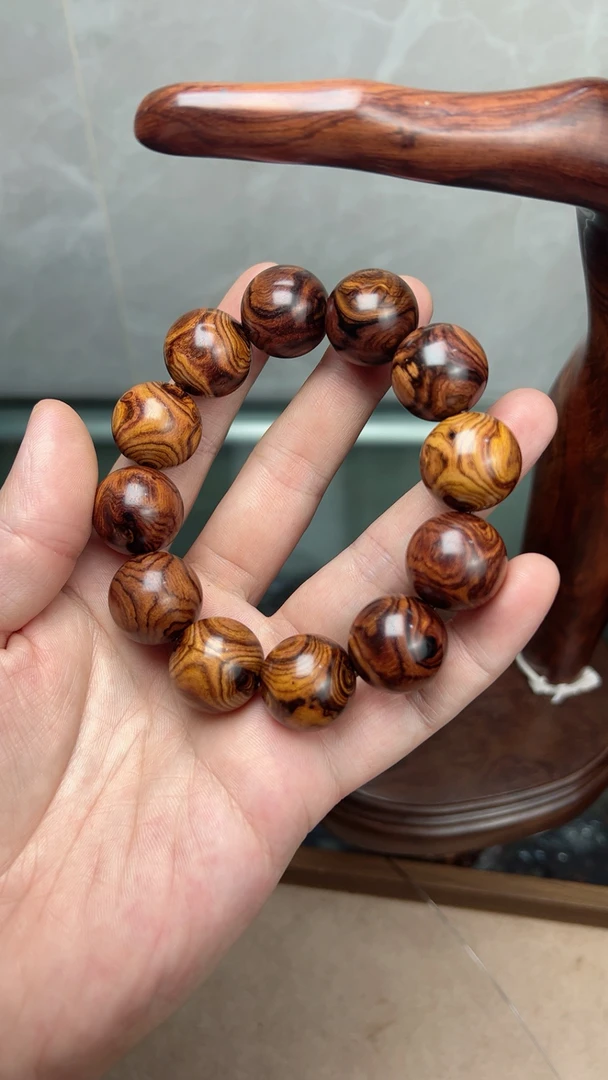 海南黄花梨老料2.0鬼脸对眼满纹圆珠(混搭版)更具灵魂特色
