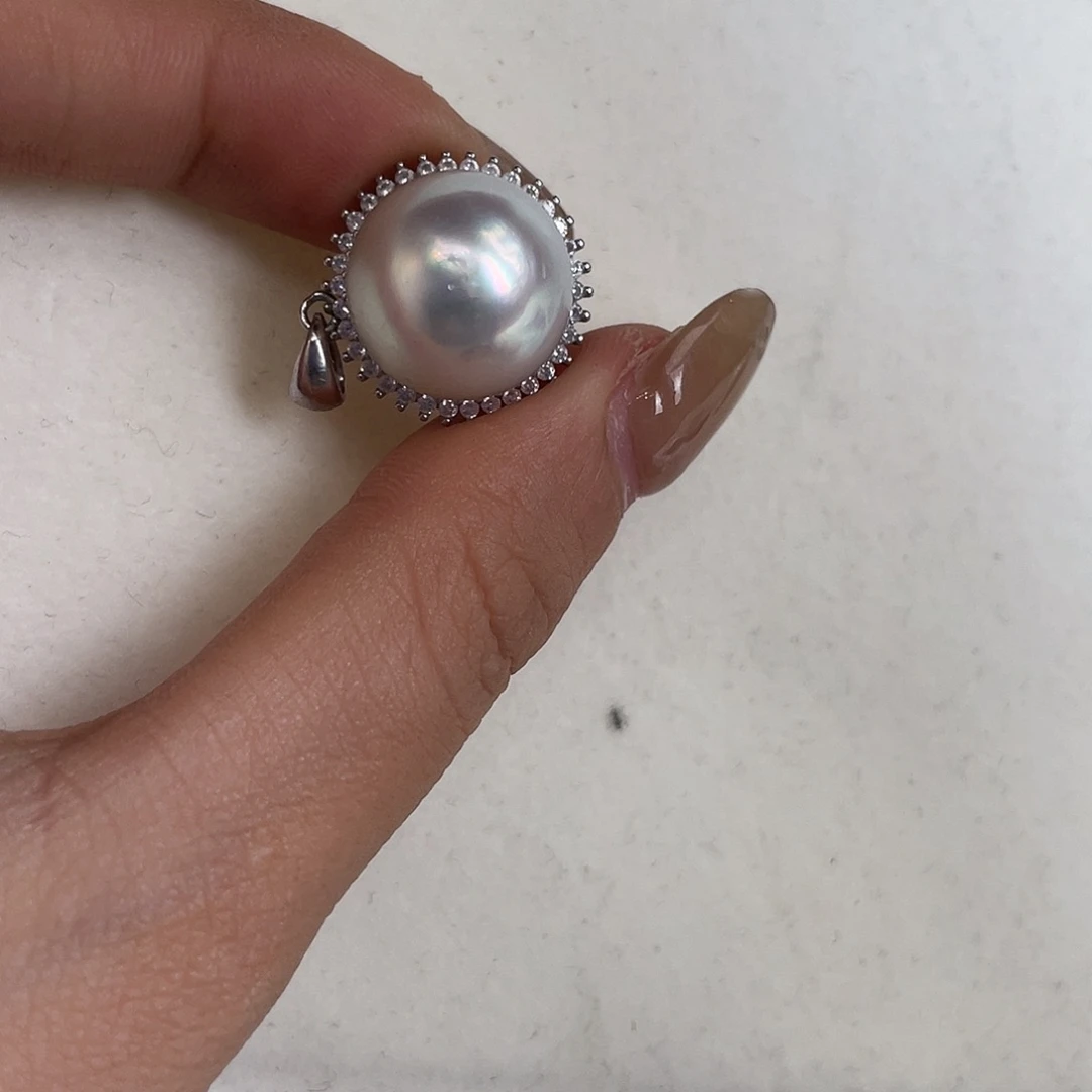 海水珍珠吊坠(不含链)银S925镶嵌