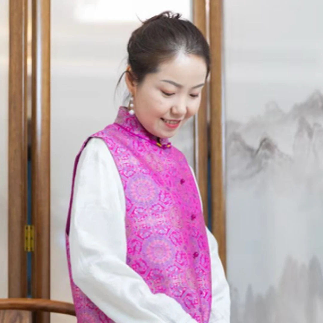 上久楷官方宋锦青红地夔龙凤纹新中式国风马甲2025春季新款定制