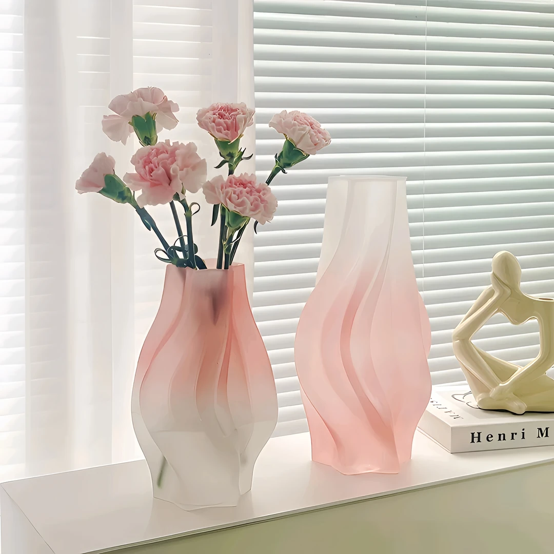 北欧创意龙卷风玻璃花瓶简约ins风高级感客厅插花水培鲜花瓶摆件