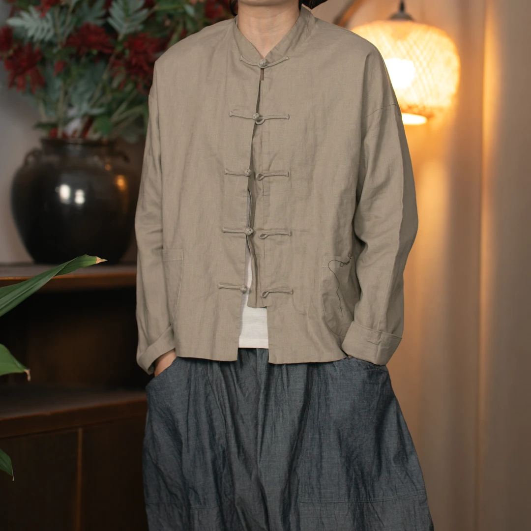 春秋双层长袖对襟外套