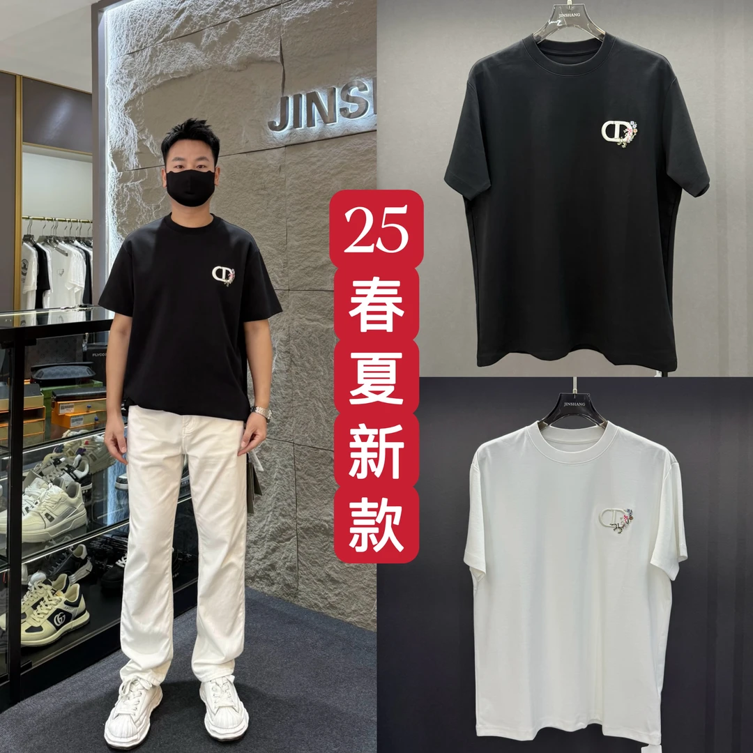 JINSHANG 25春夏款 ”性价比款 "男士百搭浮雕绣花圆领短袖t恤7015