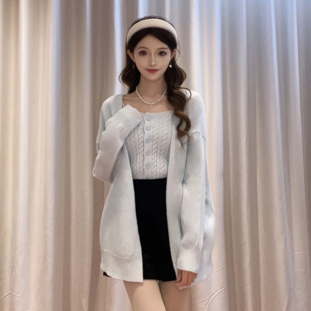 IEF/爱依服上衣2025秋冬新款法式甜美辣妹气质休闲百搭毛织两件套