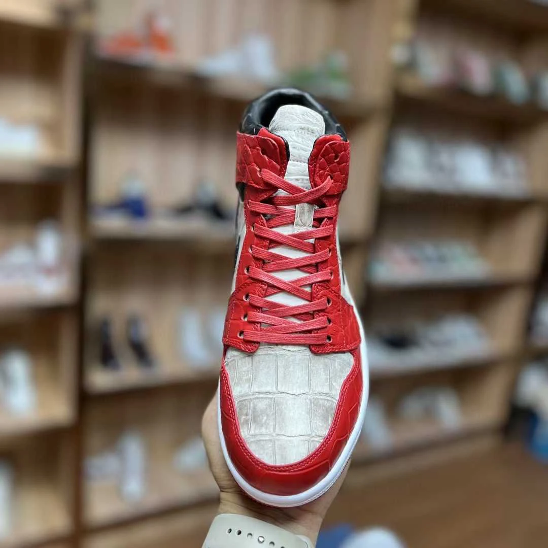 真鳄鱼皮男士潮流高帮男鞋高帮鞋