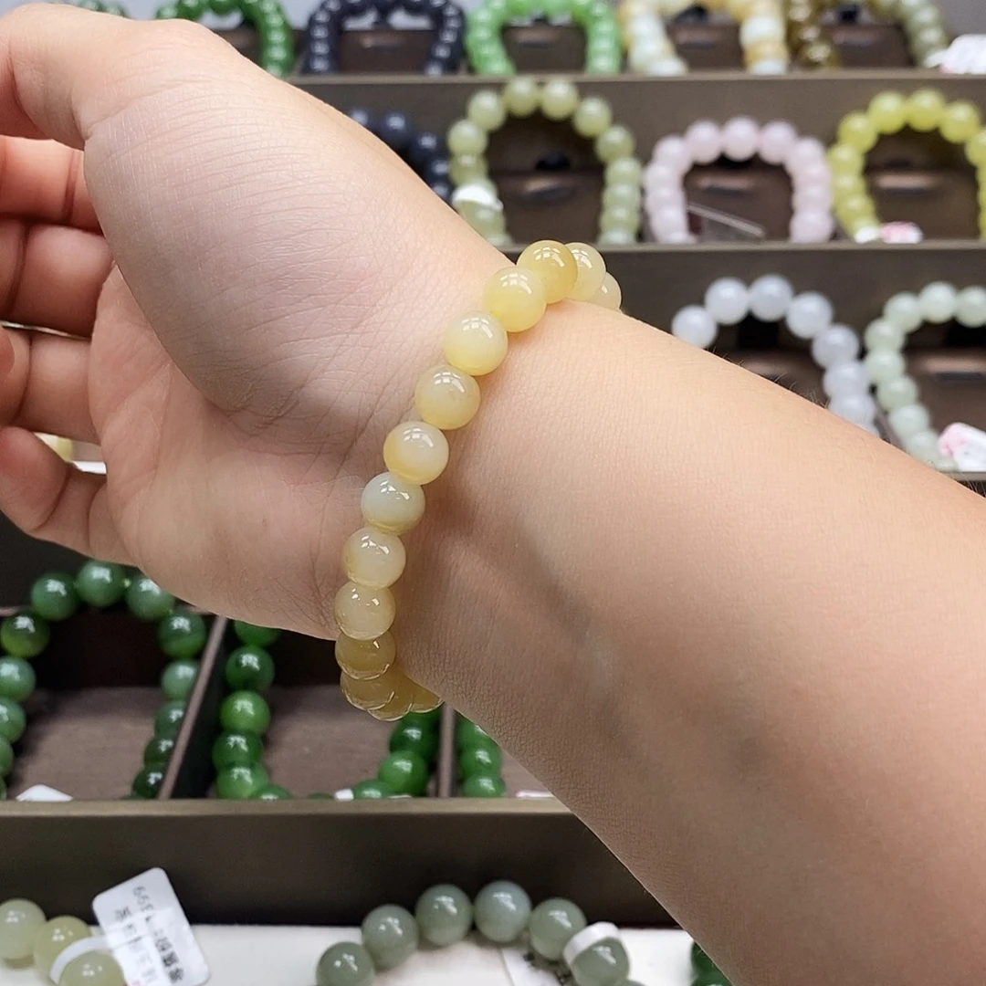 和田玉未镶嵌手串8糖白