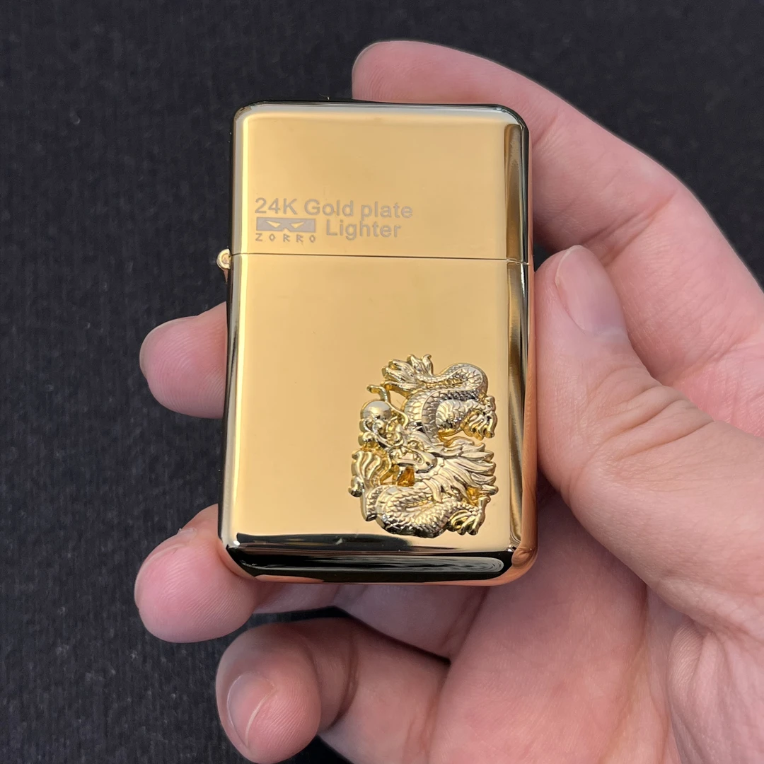 ZORRO佐罗24K镀金十二生肖密封油仓防风创意煤油打火机