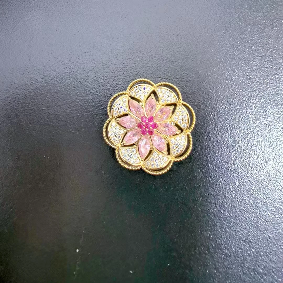 kasiya/卡思雅 铜合金胸针 气质满锆粉花环胸针磁吸款