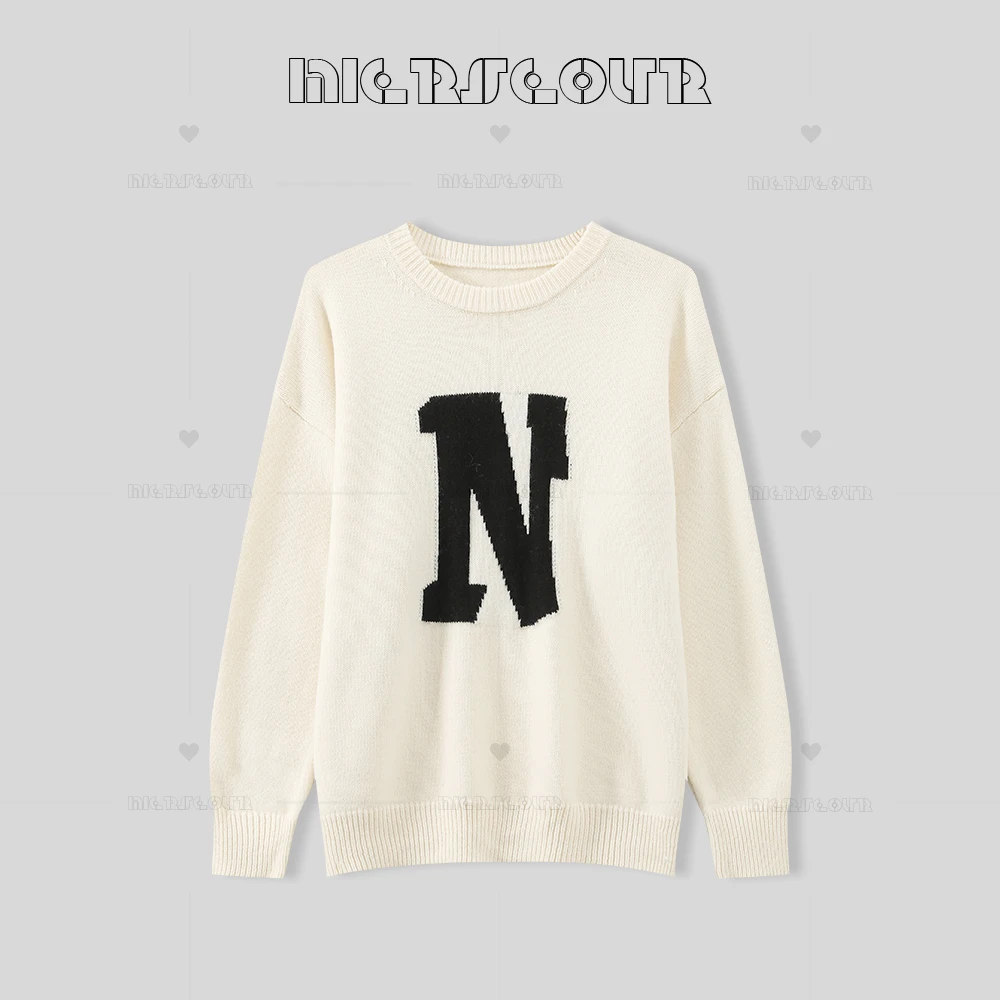 简约百搭字母休闲针织上衣1090