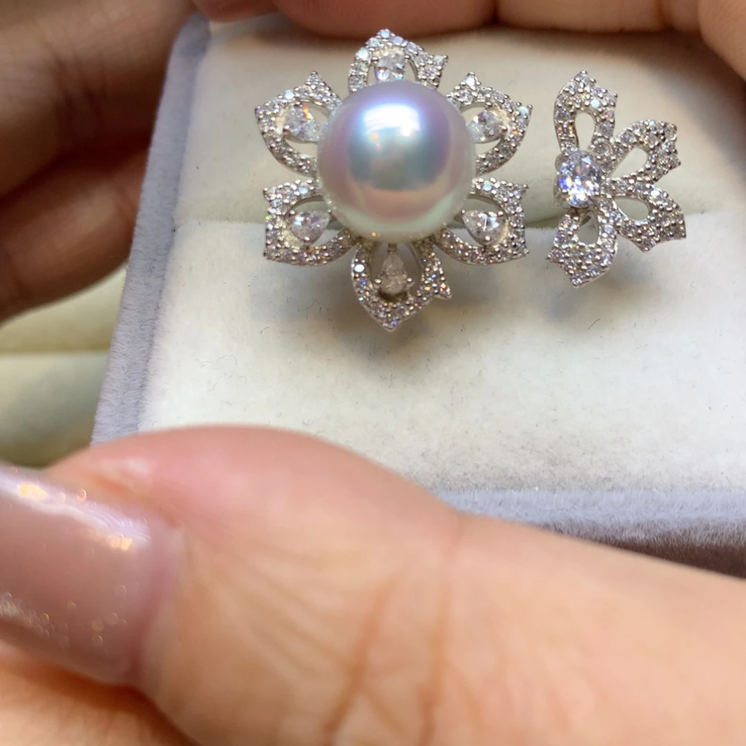 银S925镶嵌戒指海水珍珠