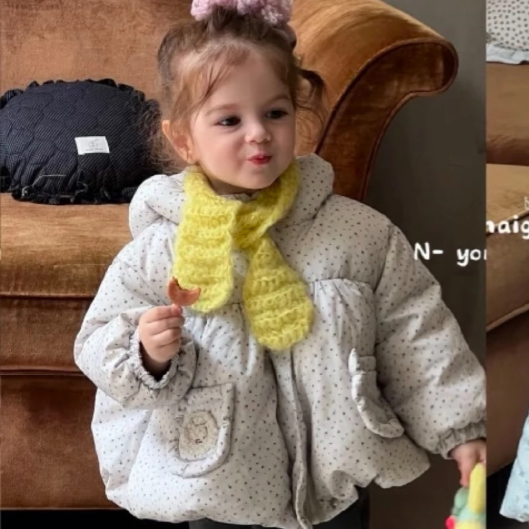 25秋冬新款  奶盖灰碎花小熊耳朵外套（现货