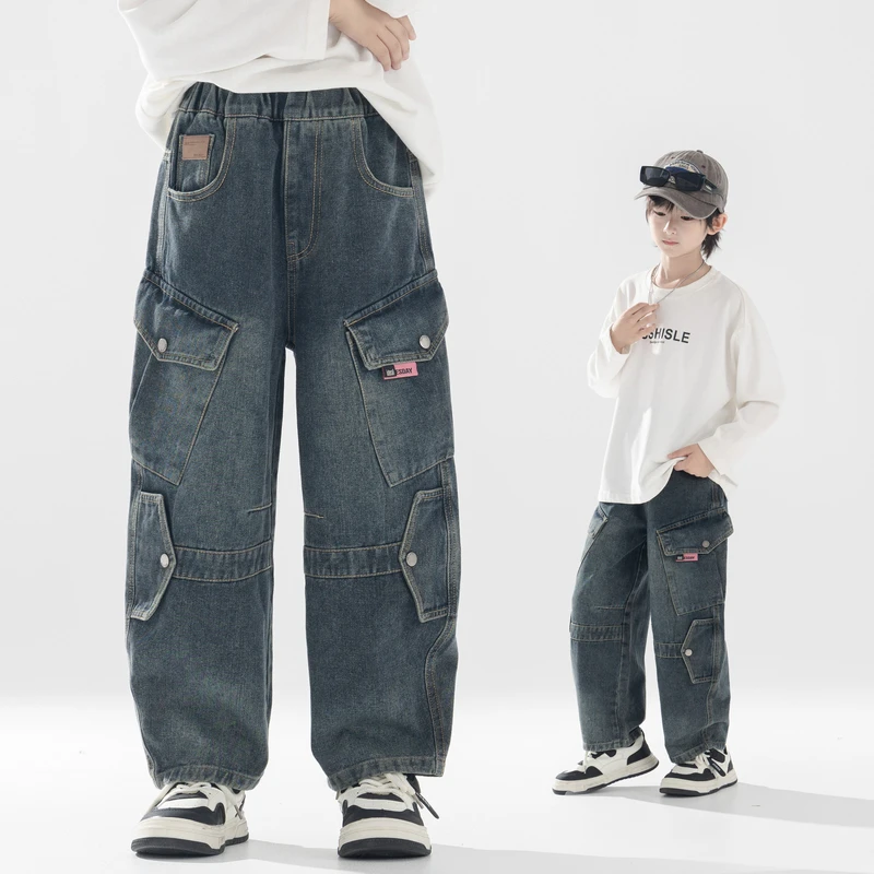 男童牛仔裤春秋款新品秋装儿童中大童装工装裤休闲裤子帅气百搭潮