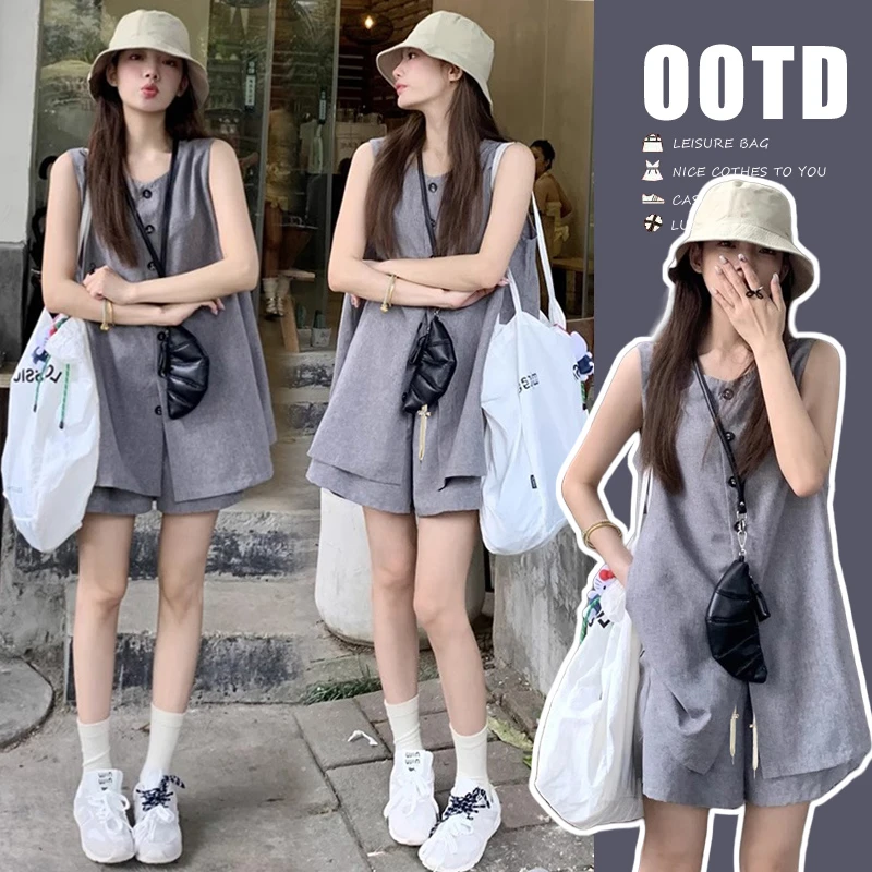 Y3881#4.30孕妇装夏季新品潮妈气质减龄宽松舒适套装