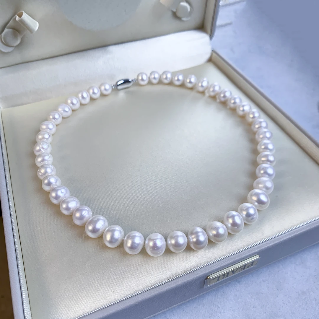 【南南专属】天然无核珍珠项链9-11mm极光炫彩极微瑕S925银扣头