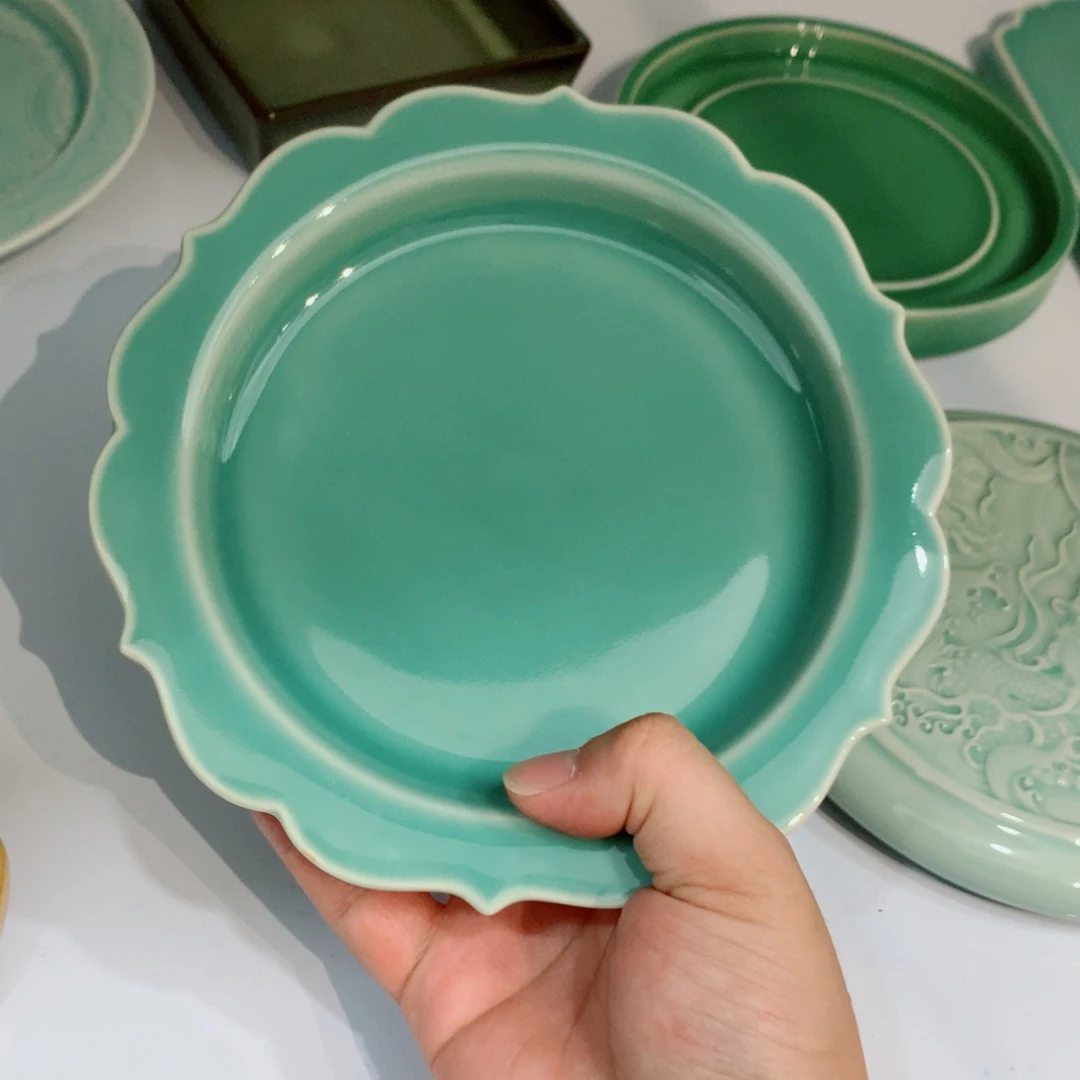 莲*龙泉青瓷茶具壶承