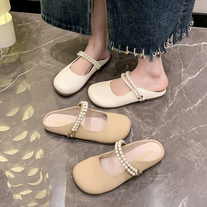 法式小凉鞋女夏外穿穆勒平底包头玛丽珍半拖鞋小香风单鞋沙滩拖鞋