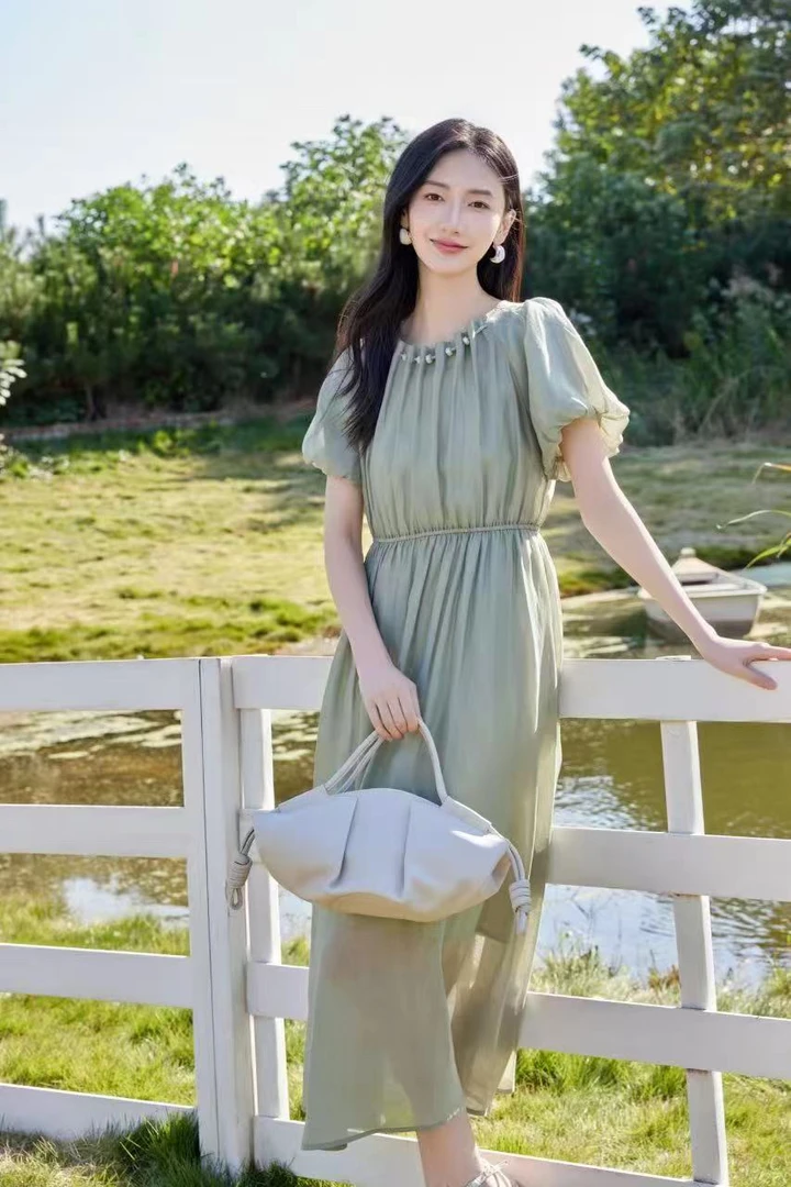 邹先森867037-29简约气质短袖连衣裙夏季新款法式