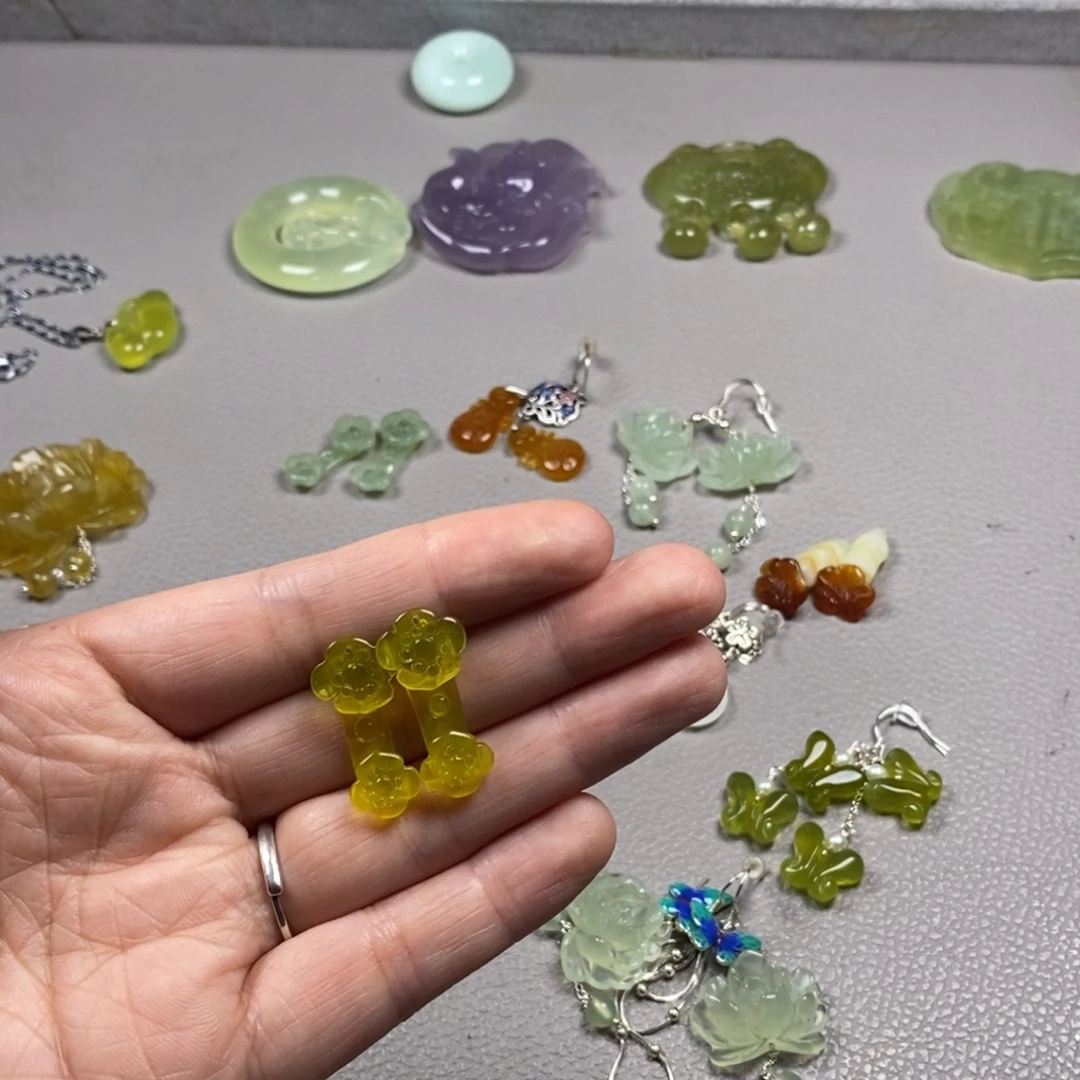 蛇纹石玉银S925镶嵌挂件耳饰耳环项链