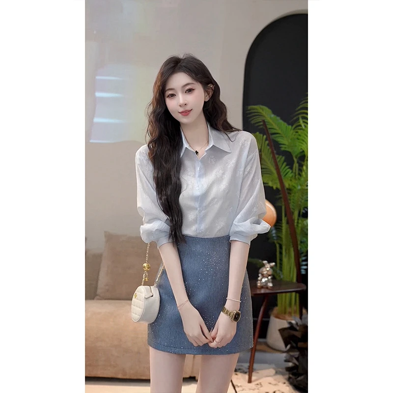 YUANLIANSU/圆脸酥【小鱼泡泡】夏季休闲百搭韩版设计感气质衬衫女