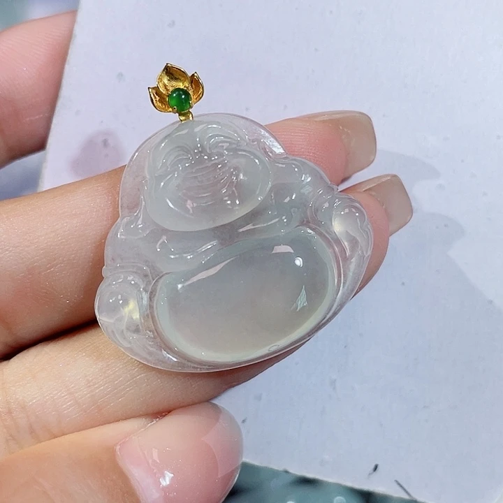 颈饰18K金镶嵌翡翠佛公