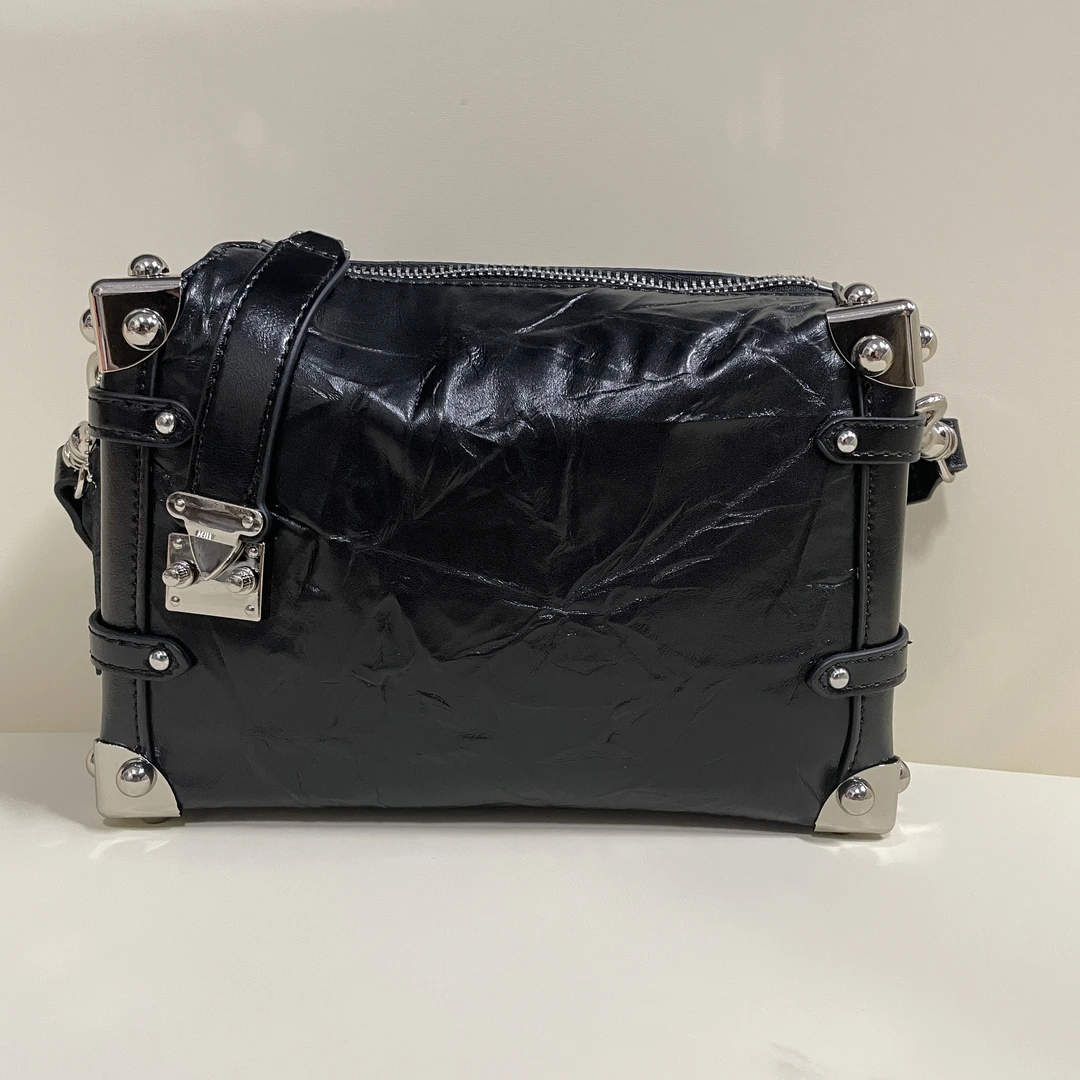 SMVP · 高定奢品 潮流真皮新款女包油蜡软盒子 0274 黑色