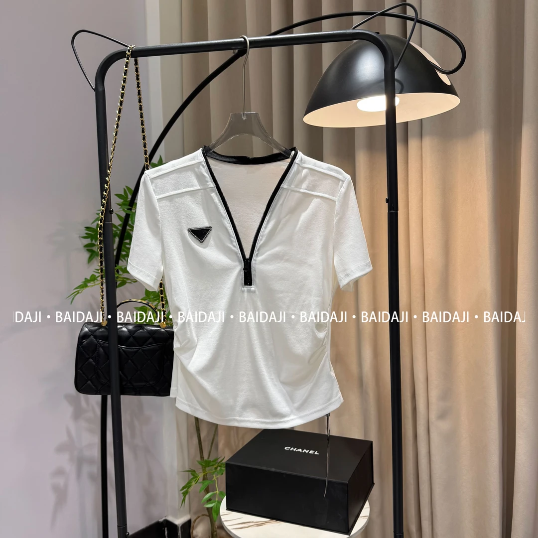 工厂店-【别具一格】新款时尚百搭显瘦修身V领拉链款（1207）