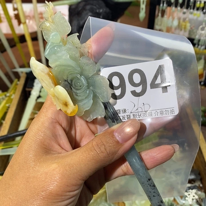 琴***蛇纹石玉未镶嵌发饰