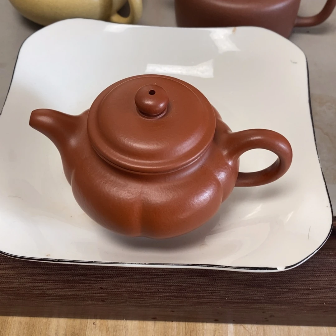 朱泥茶壶蜜*宜兴紫砂半手工朱泥