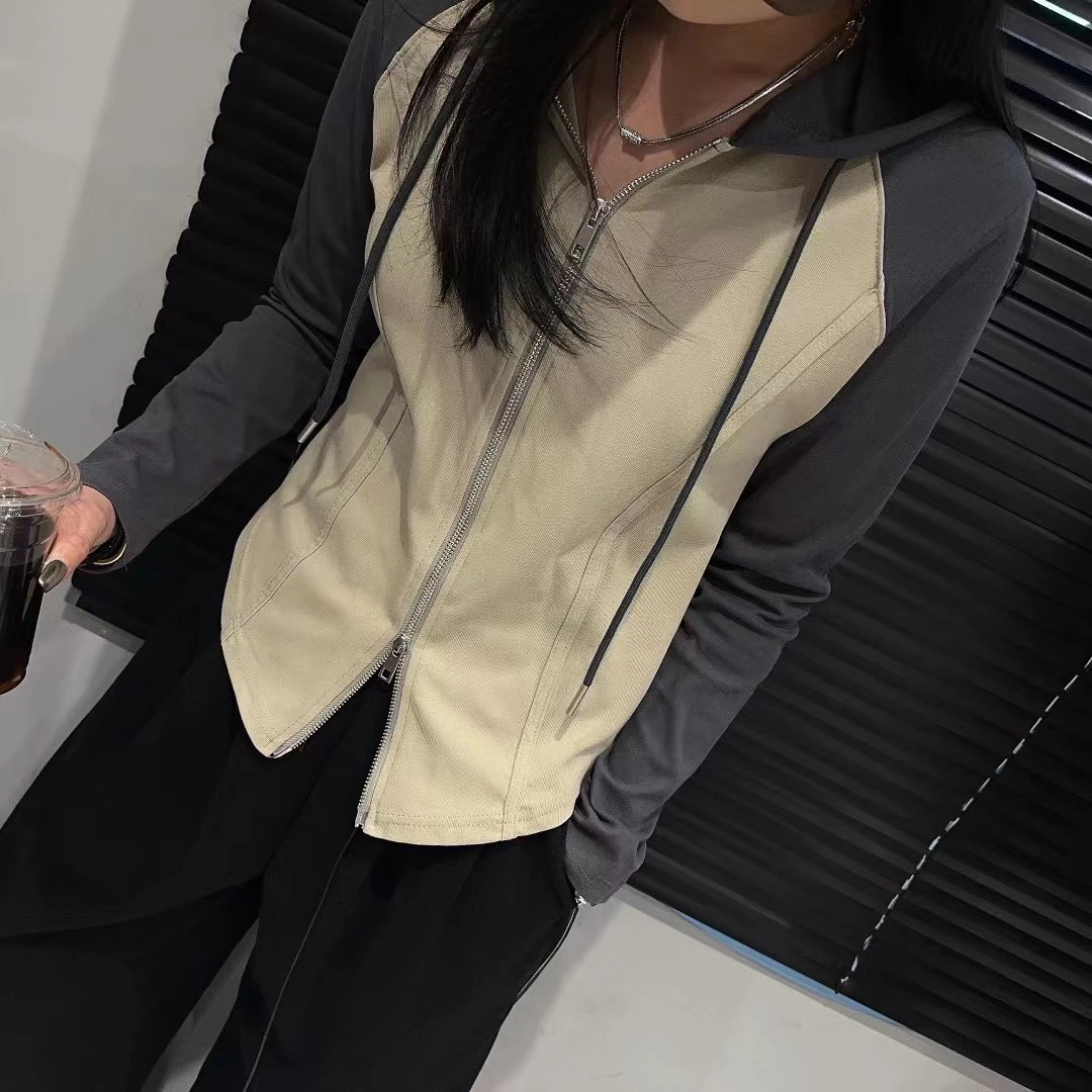 虹都推荐双拉链带帽春秋上衣