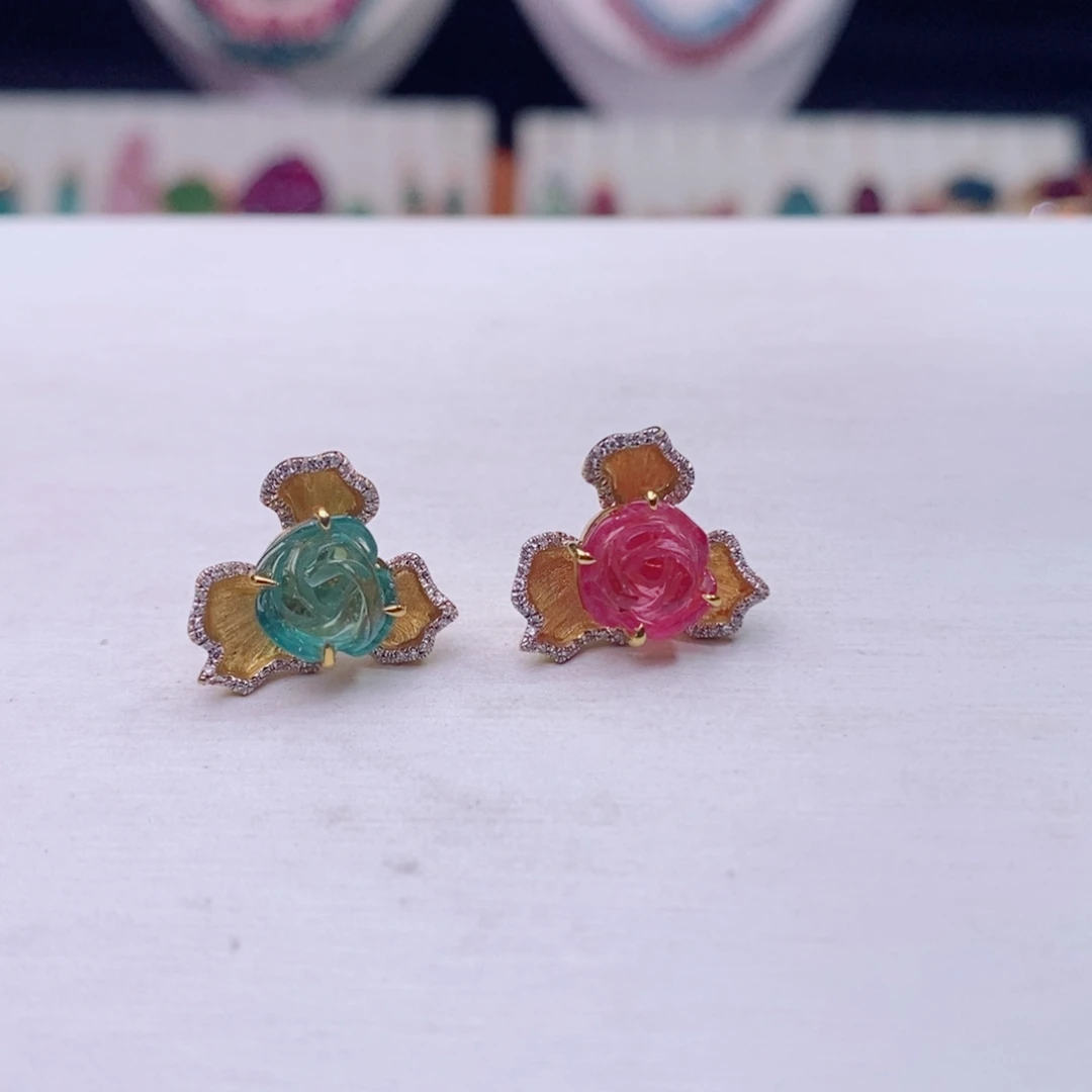 18K金镶嵌耳饰碧玺碧玺A耳饰