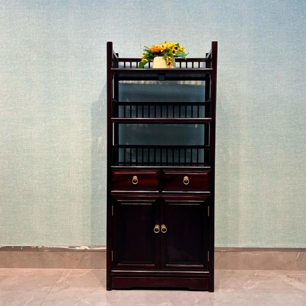 55-30-125中国风储存加固黑酸枝储物柜置物架柜子新中式书架