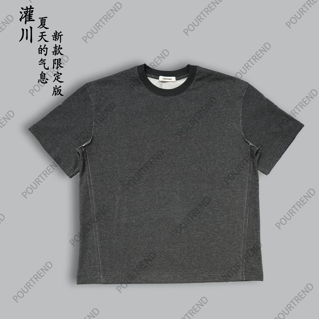 灌川夏季男士简约设计潮流百搭短袖T恤时尚休闲半袖t恤薄款圆领