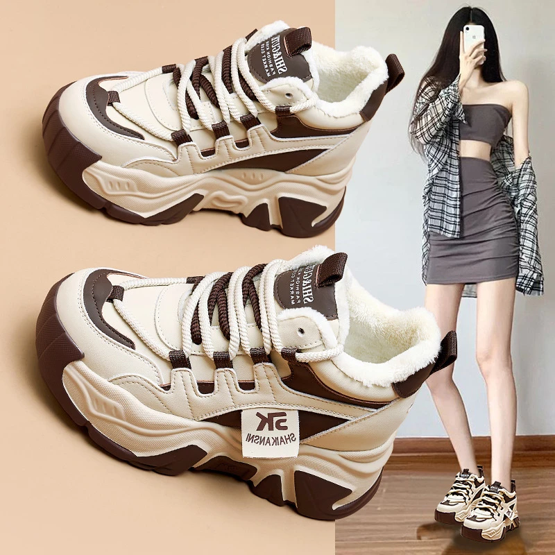 玛古芭老爹鞋内增高2025秋冬款高颜值厚底小个子舒适时尚运动女鞋