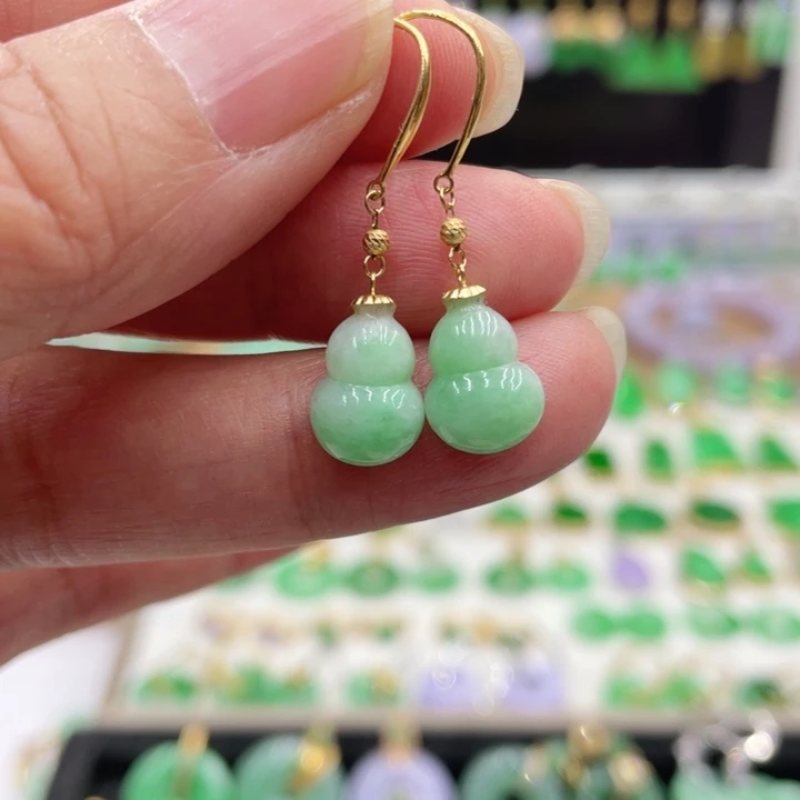 翡翠18K金镶嵌耳饰