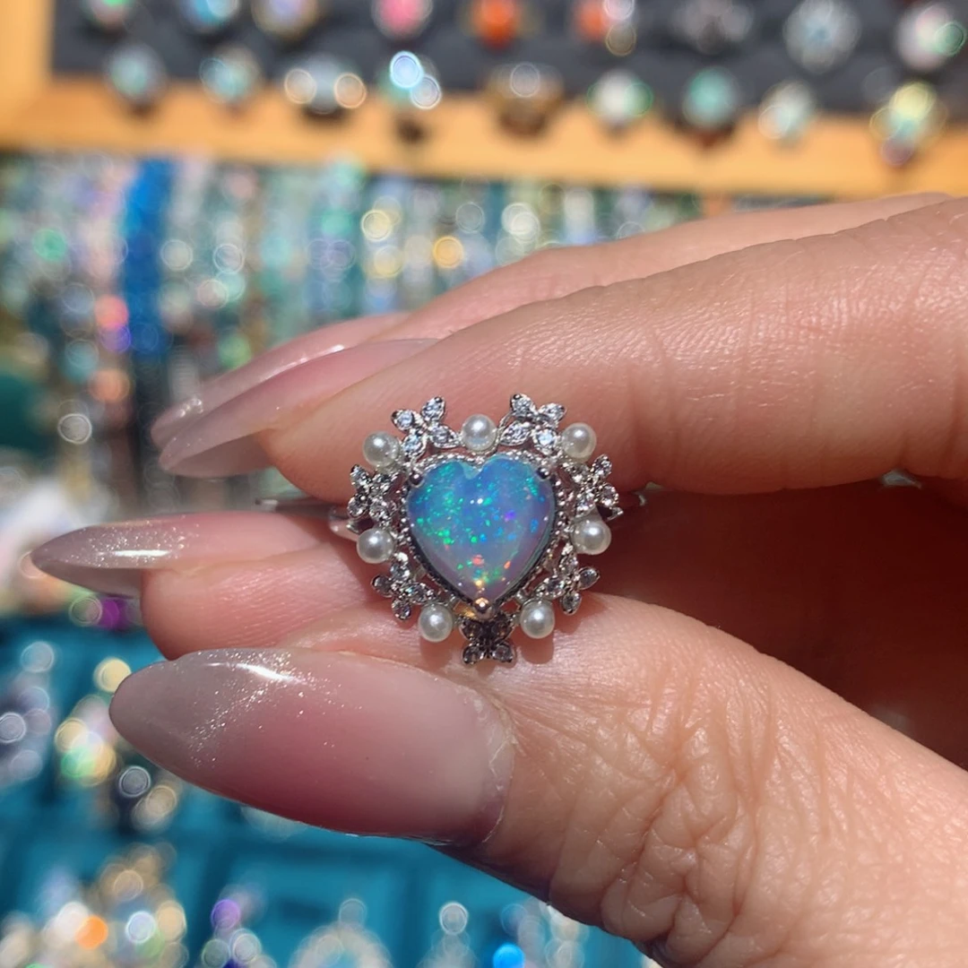 欧泊福利戒指银S925镶嵌