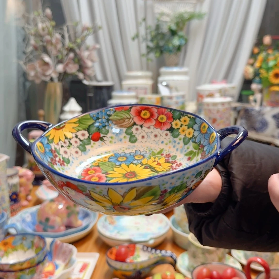 瓷7英寸双耳异形盘一只
