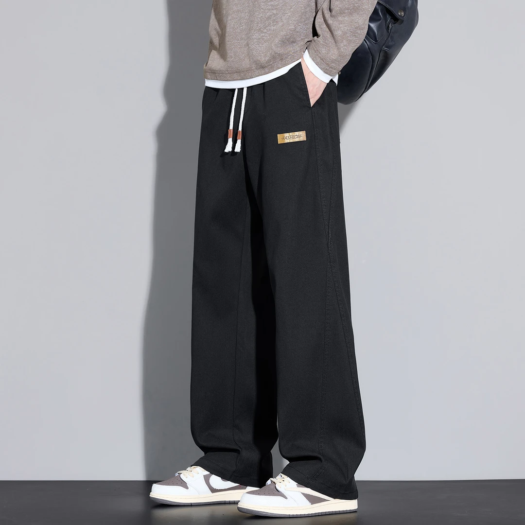 男士秋季莱赛尔休闲长裤子2025新款宽松潮牌工装运动裤青少年百搭