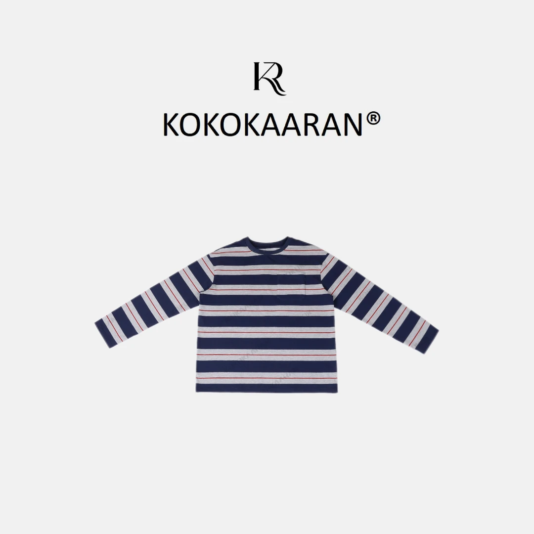 kokokaaran/可可咔伦【100棉】圆领条纹撞色松弛感长袖T恤SH250507