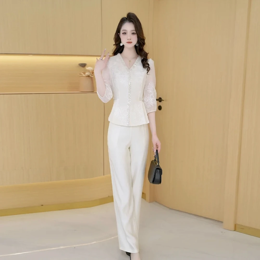 【两件套】2025春季新款时尚修身气质洋气休闲收腰显瘦减龄套裤
