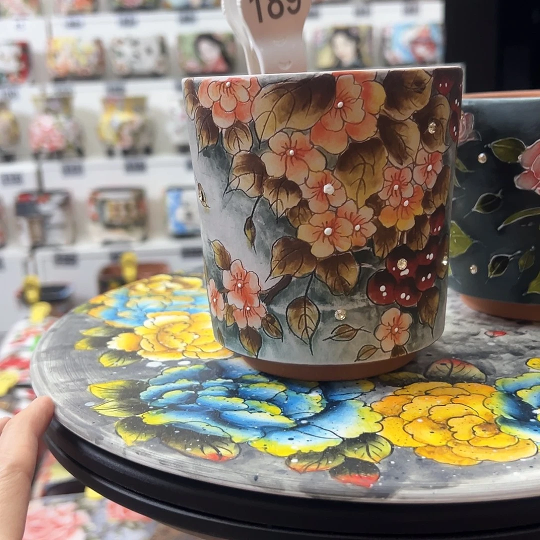 *****手绘陶瓷花盆美盆