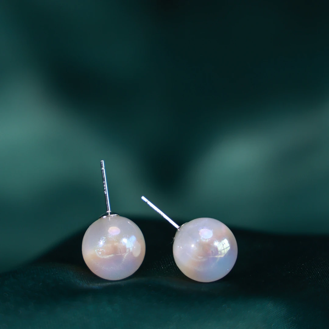 丽沁 925银耳饰 人鱼姬耳钉渐变炫彩仙女气质耳饰ins精致耳环