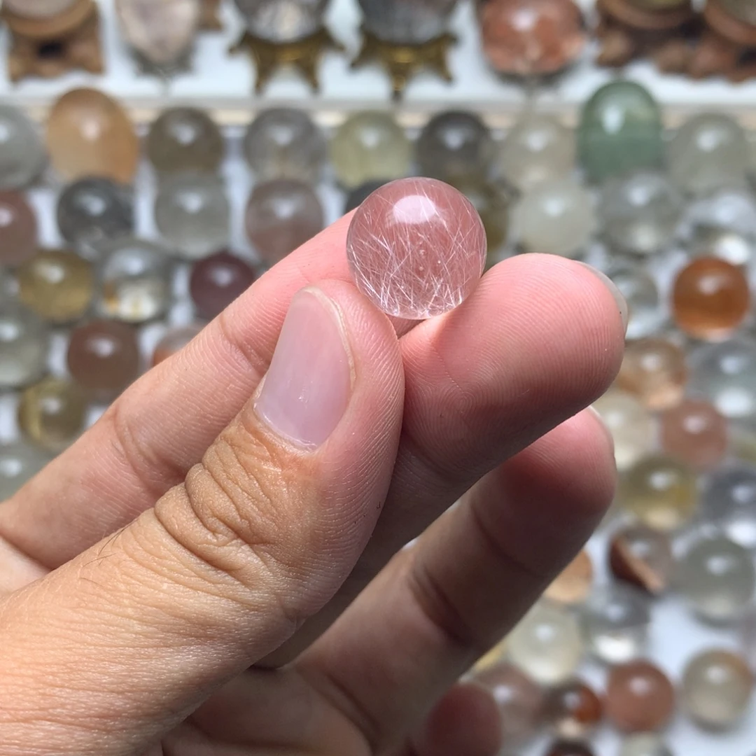 一****珠宝半成品水晶未镶嵌兔毛球