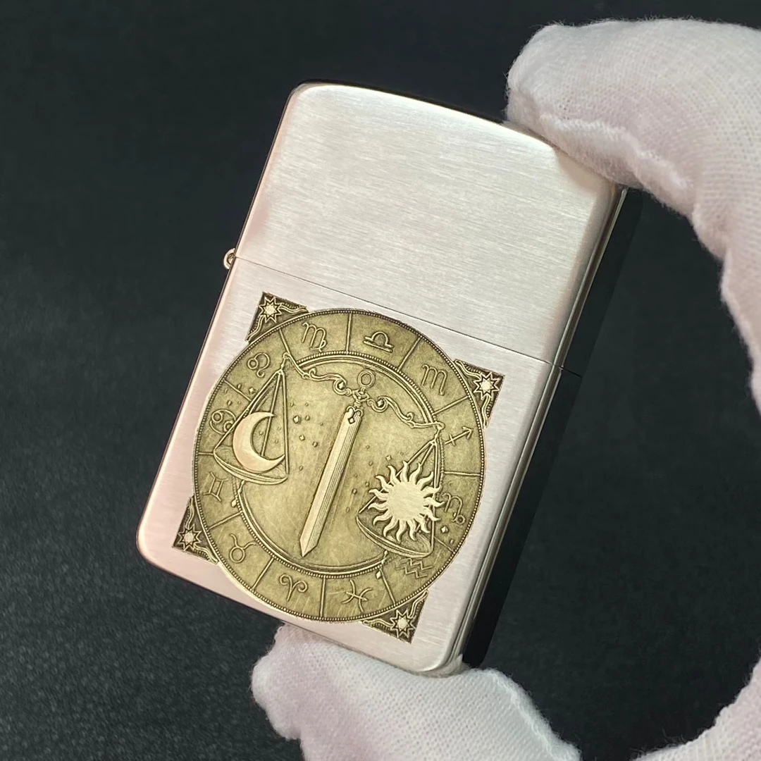 ZORRO【天秤座】佐罗910镀镍十二星座漏铜刻打火机独家