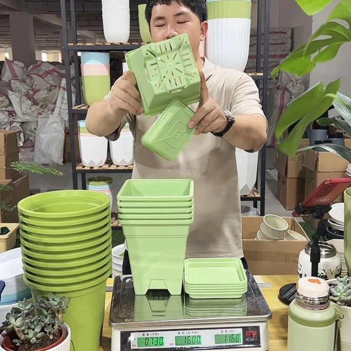 正品方盆口16高18果绿色6个带托