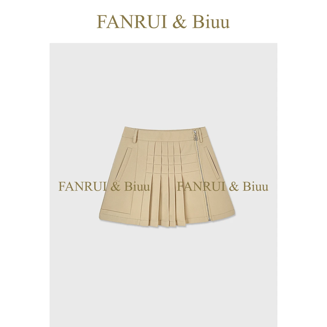 FANRUI/泛芮「贝贝biuu」新款百褶设计不规则显瘦半身女裤裙B17351