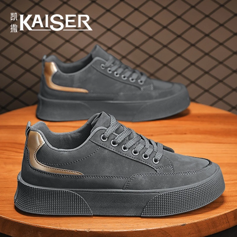 凯撒男鞋冬季潮流百搭休闲板鞋子男款时尚耐磨工地干活劳保潮鞋