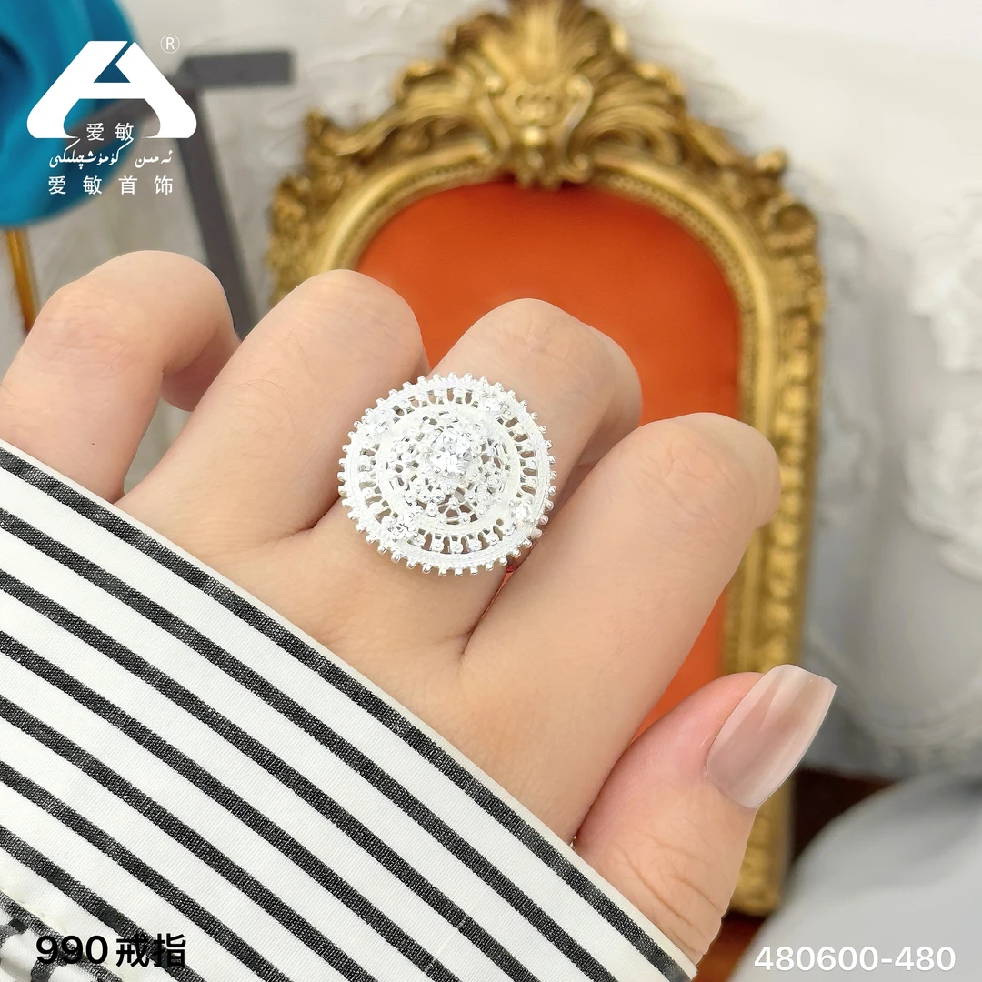 足银戒指 爱敏首饰纯银S990戒指480600