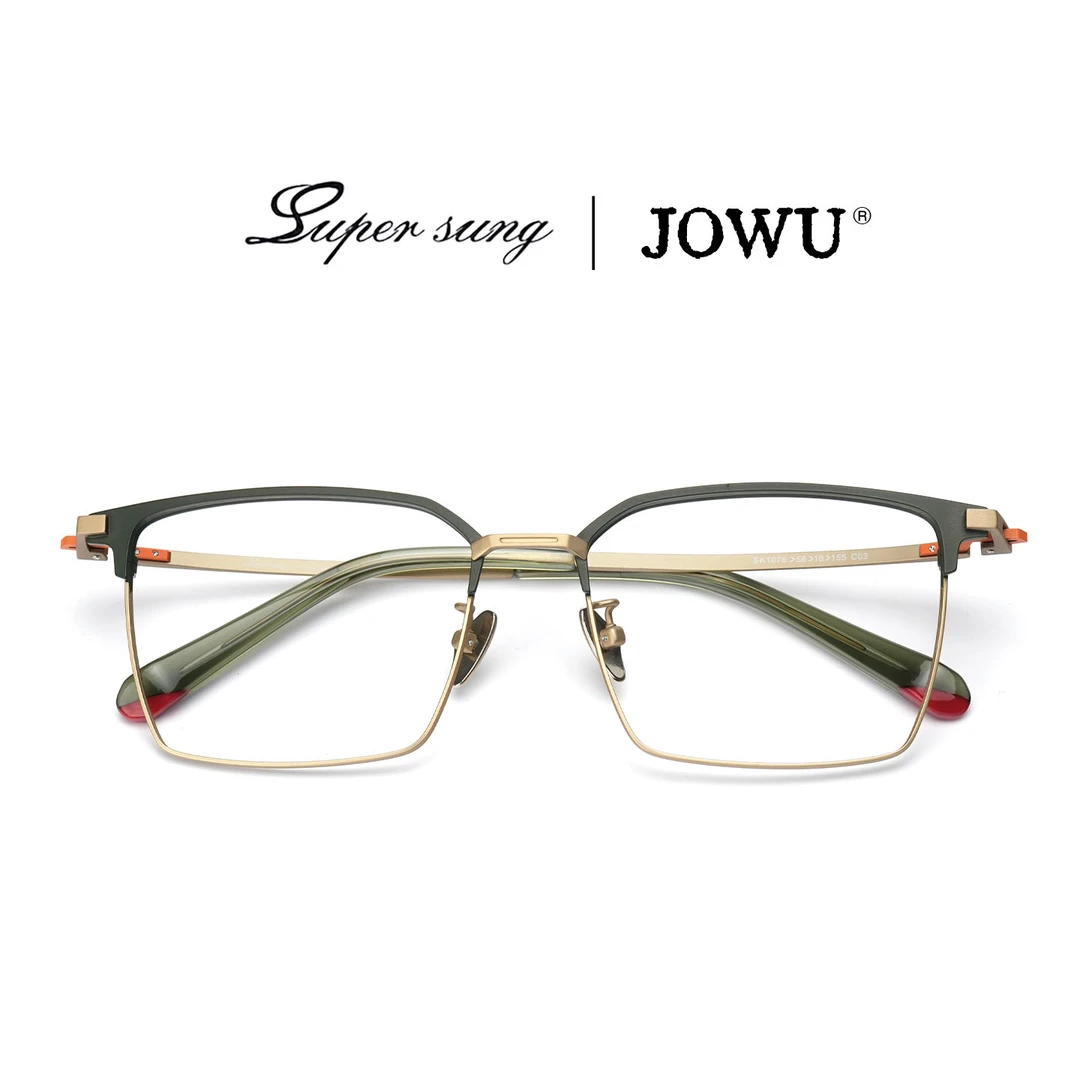 玖吾&圣梵高1078简约超轻时尚商务纯钛方框大脸福音近视眼镜架