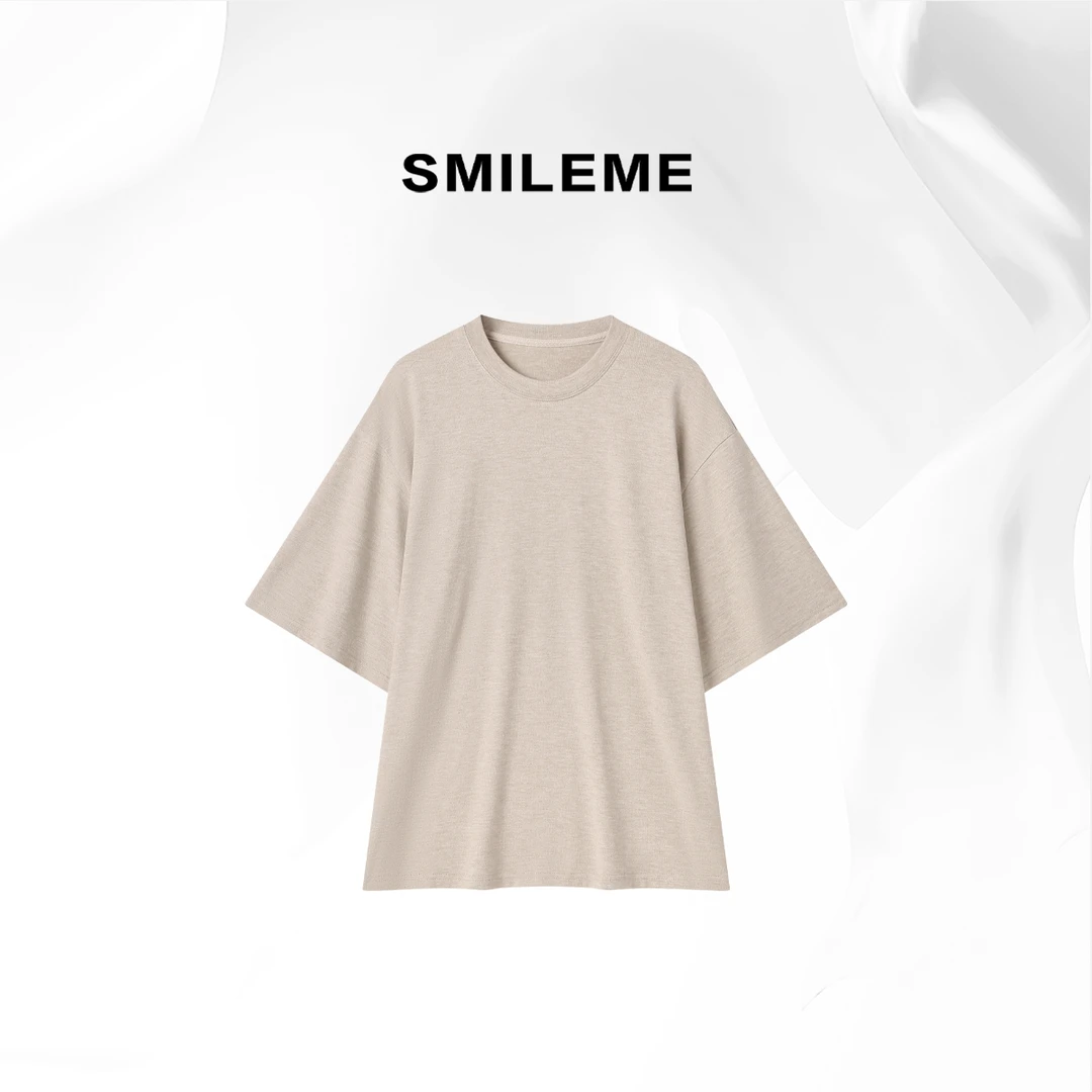3-SMILEME【简素法则】净版透气简约纯色百搭休闲上衣T恤R5347003