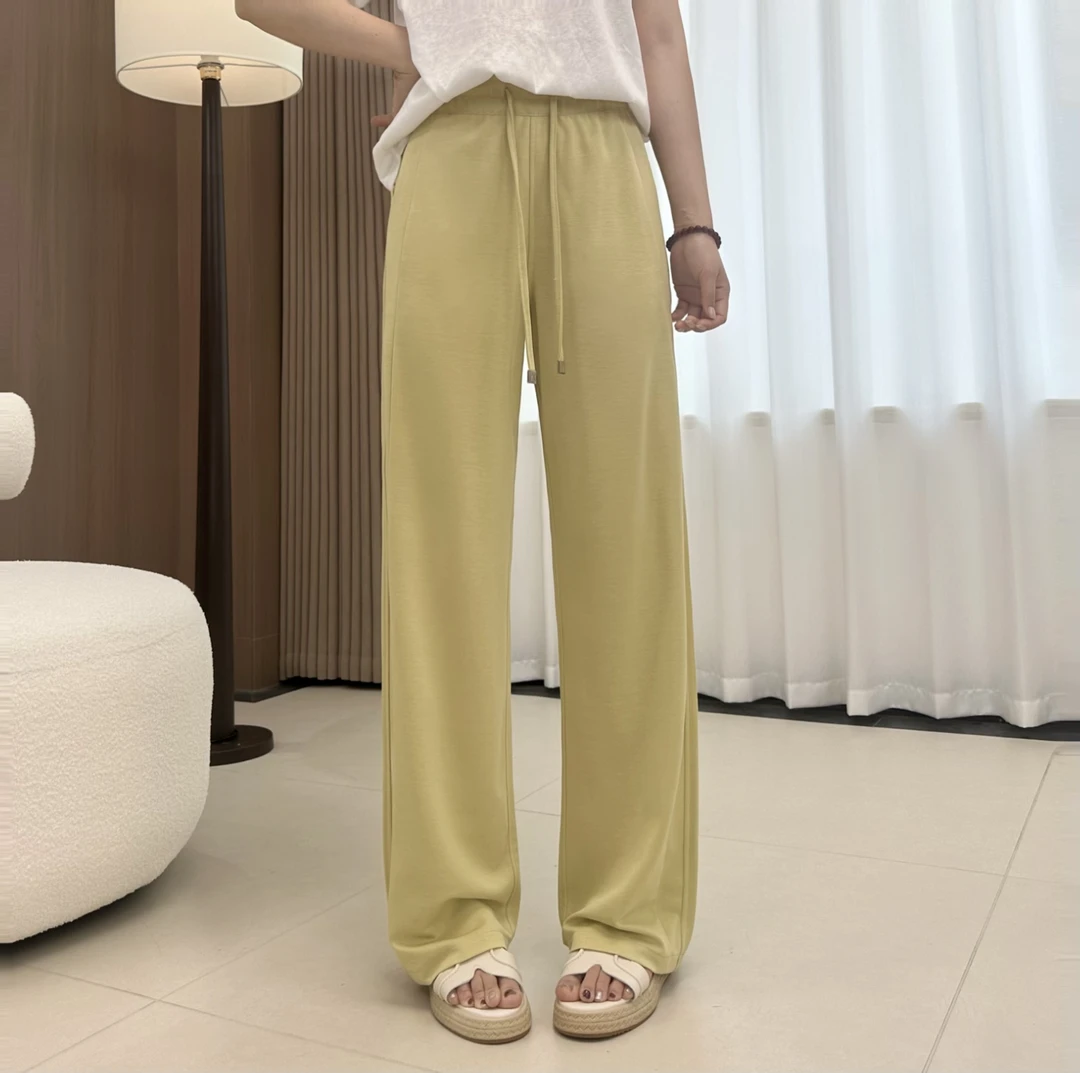 夏末早秋薄款2025时尚百搭休闲卫裤女式阔腿流行显瘦窄版直筒长裤