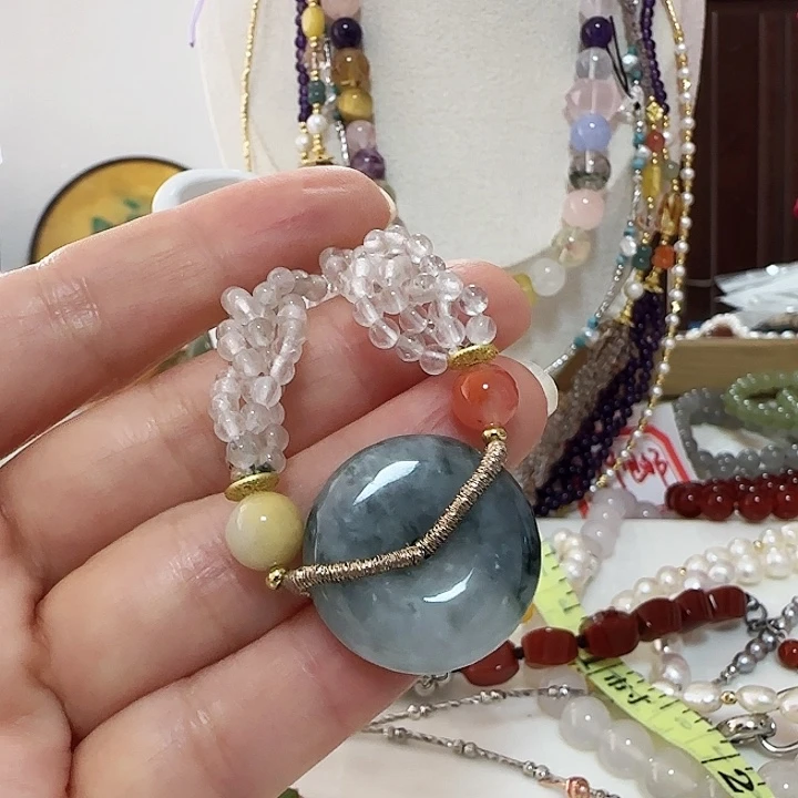 海***侠翡翠未镶嵌手链平安扣有结构设计款